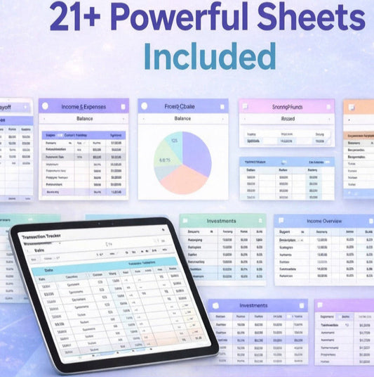 Monthly Budget Planner - Fully Automated 21 Tabs Included - Instant Download