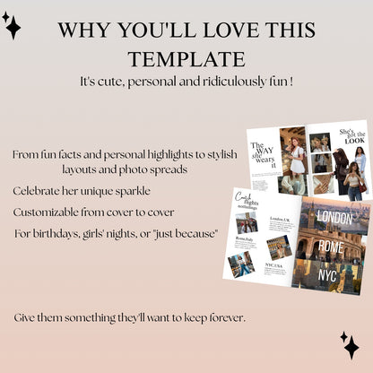 Birthday Magazine Template – Editable Canva Vogue Style (Digital Download)