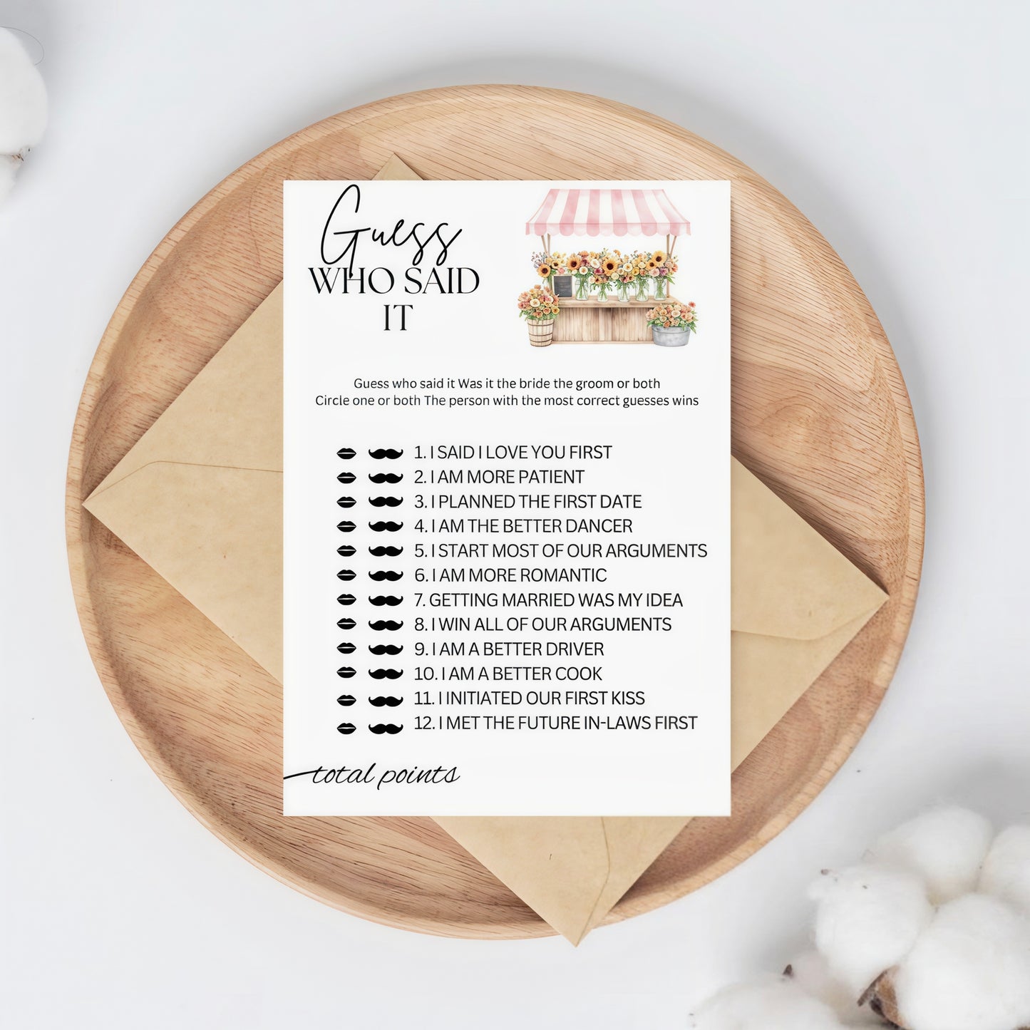 Guess Who Said It Bridal Shower Game (Instant Download)