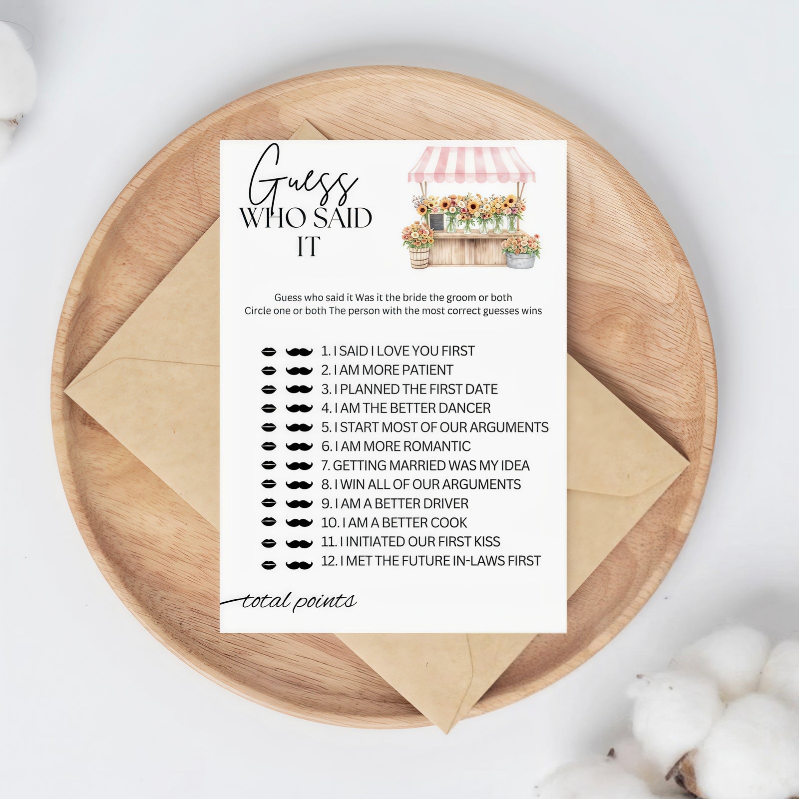 Guess Who Said It Bridal Shower Game (Instant Download)