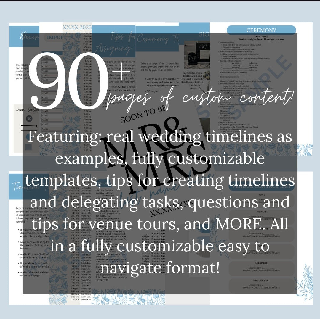 Ultimate Wedding Planner Bundle - 90+ Pages Printable Timeline (PDF Download)