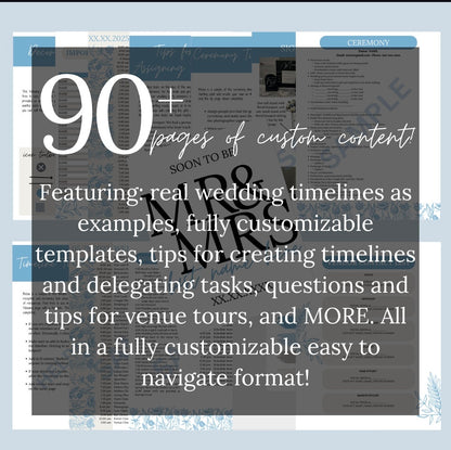 Ultimate Wedding Planner Bundle - 90+ Pages Printable Timeline (PDF Download)