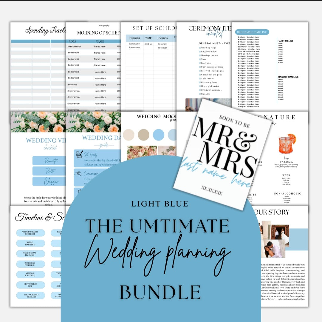 Ultimate Wedding Planner Bundle - 90+ Pages Printable Timeline (PDF Download)
