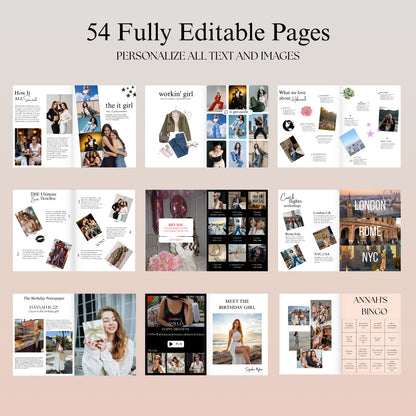 Birthday Magazine Template – Editable Canva Vogue Style (Digital Download)