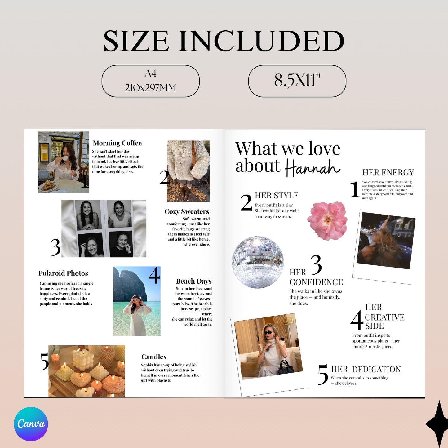 Birthday Magazine Template – Editable Canva Vogue Style (Digital Download)