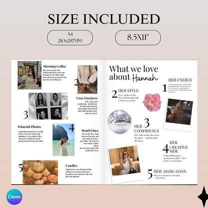 Birthday Magazine Template – Editable Canva Vogue Style (Digital Download)