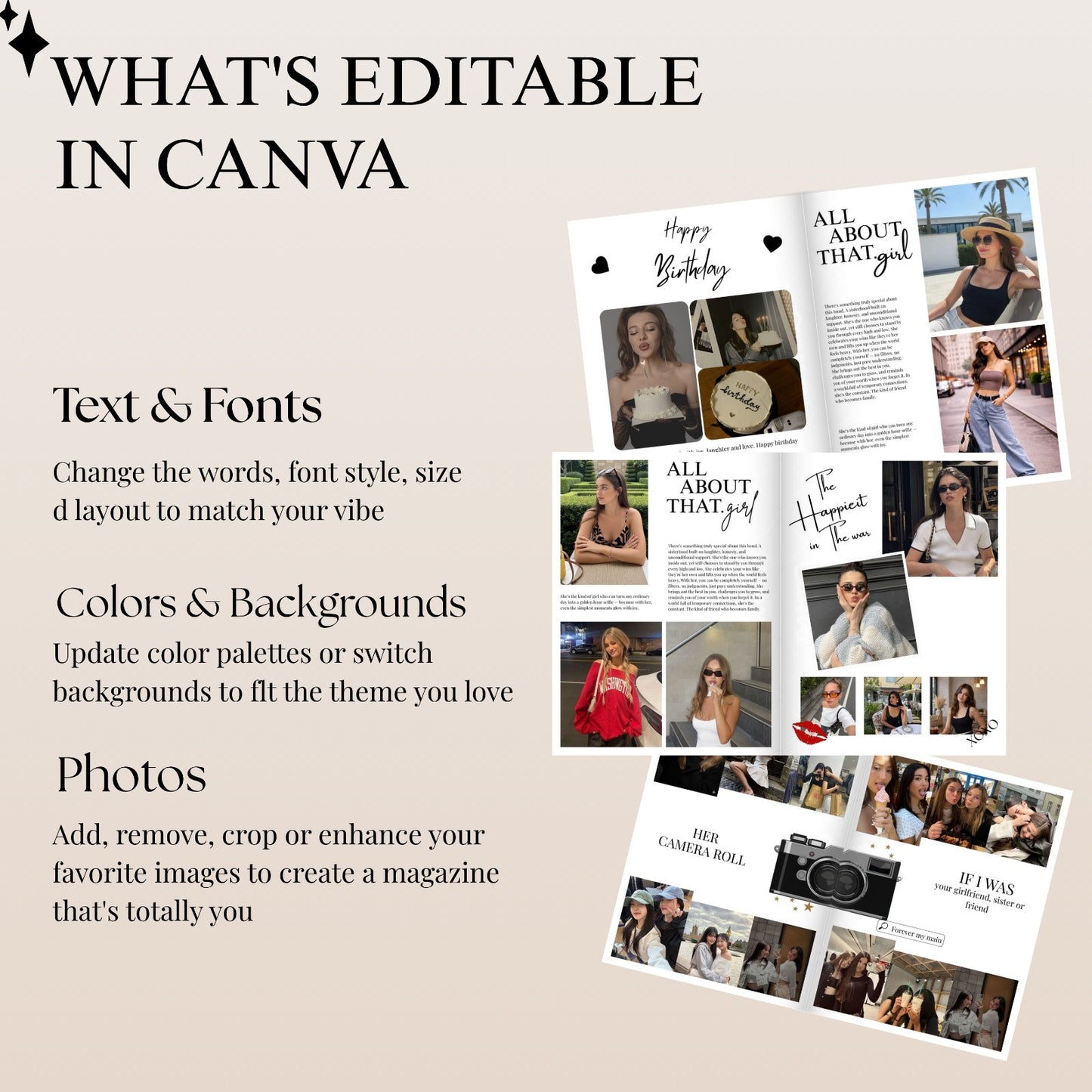 Editable Birthday Magazine Canva Template - 68 Fully Editable Pages