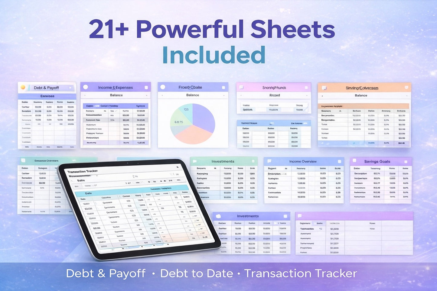 Monthly Budget Planner - Fully Automated 21 Tabs Included - Instant Download