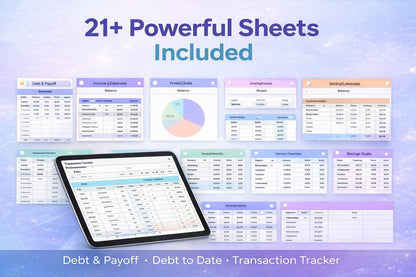 Monthly Budget Planner - Fully Automated 21 Tabs Included - Instant Download