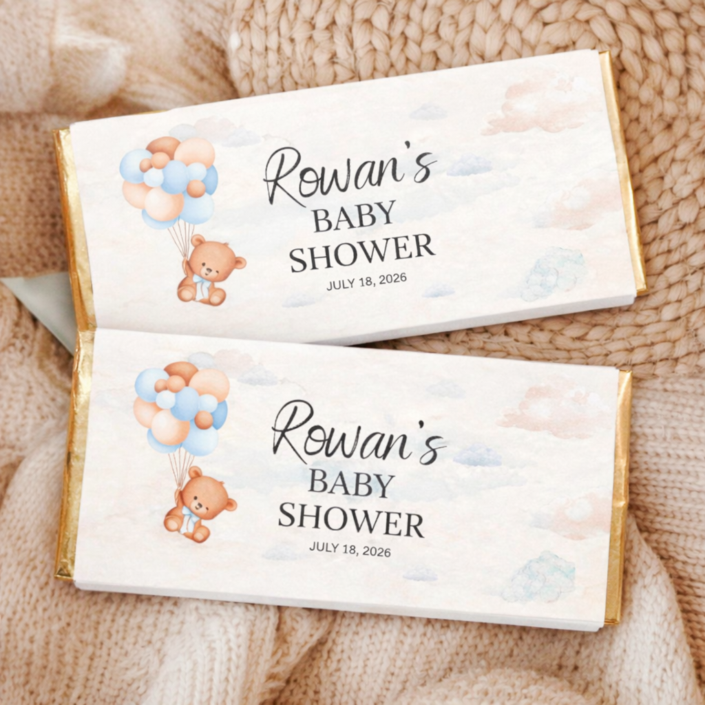 Teddy Bear Baby Shower Bundle Template,Blue Decor Set,Editable Boy Invitation,Instant Download