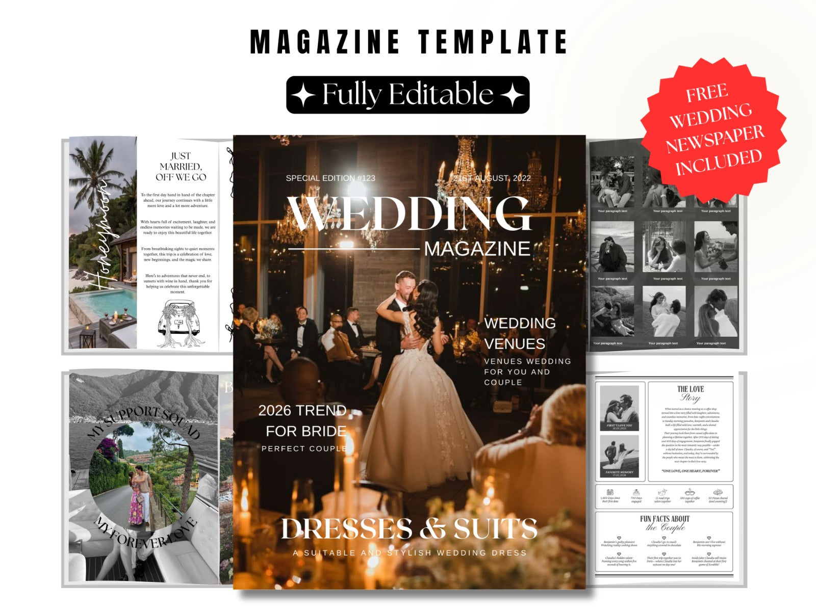 Wedding Magazine Template Canva | Fully Editable Wedding Program |