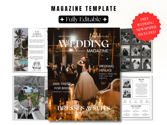 Wedding Magazine Template Canva | Fully Editable Wedding Program |